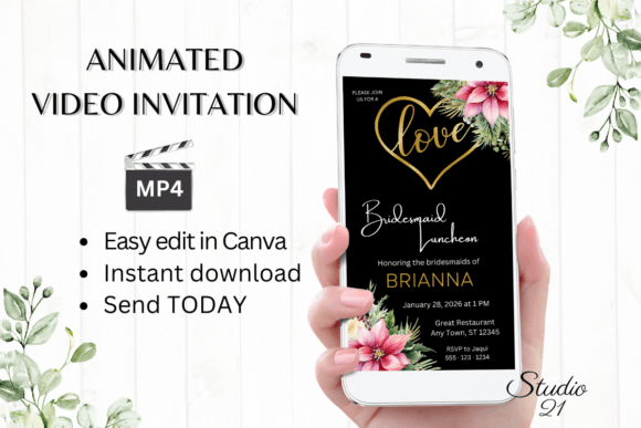 Christmas Bridesmaid Luncheon W4191BL: A Festive Digital Invitation Template