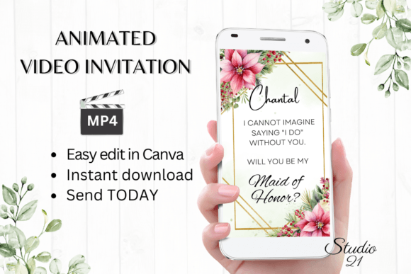 Christmas Maid of Honor Proposal W3194MH: Festive Typography for Invitations