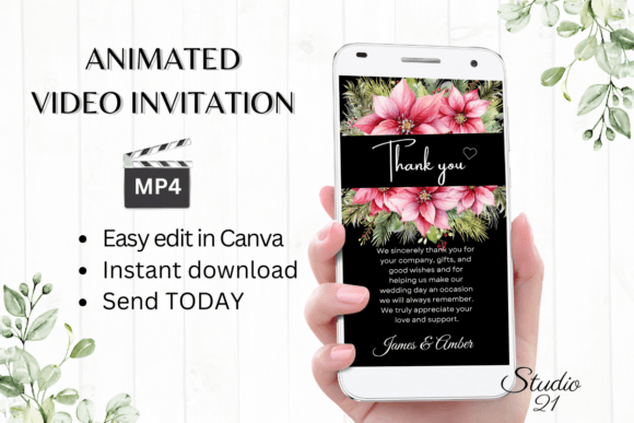 Christmas Wedding Thank You W9197TU: A Modern Design Asset