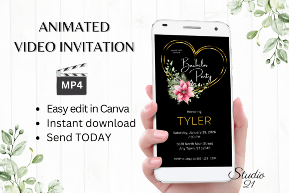 Elevate Your Holiday Celebration with Christmas Bachelor Party Invite W5199