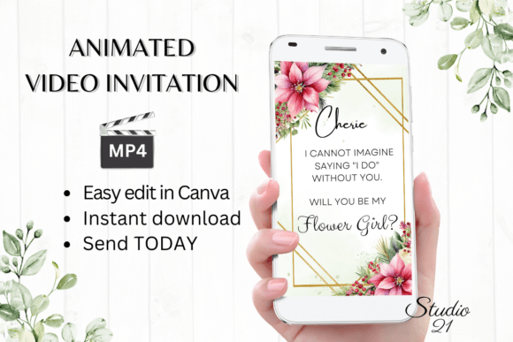 Elevate Your Holiday Invites with Christmas Flower Girl Proposal W3194FG