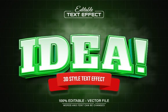 Green Idea 3D Text Effect: Your Editable Vector Solution