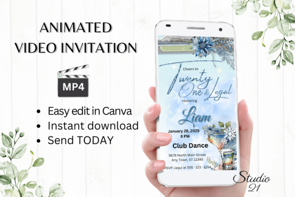 Modern Design for 21 and Legal Birthday Invitations
