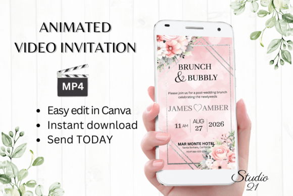 Pink Roses Wedding Brunch Invite W9275: A Design Asset Review