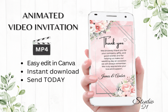 Pink Roses Wedding Thank You W9275TU: A Modern Design Solution