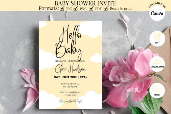 Yellow Hello Baby Cloud Invitation: A Design Case Study